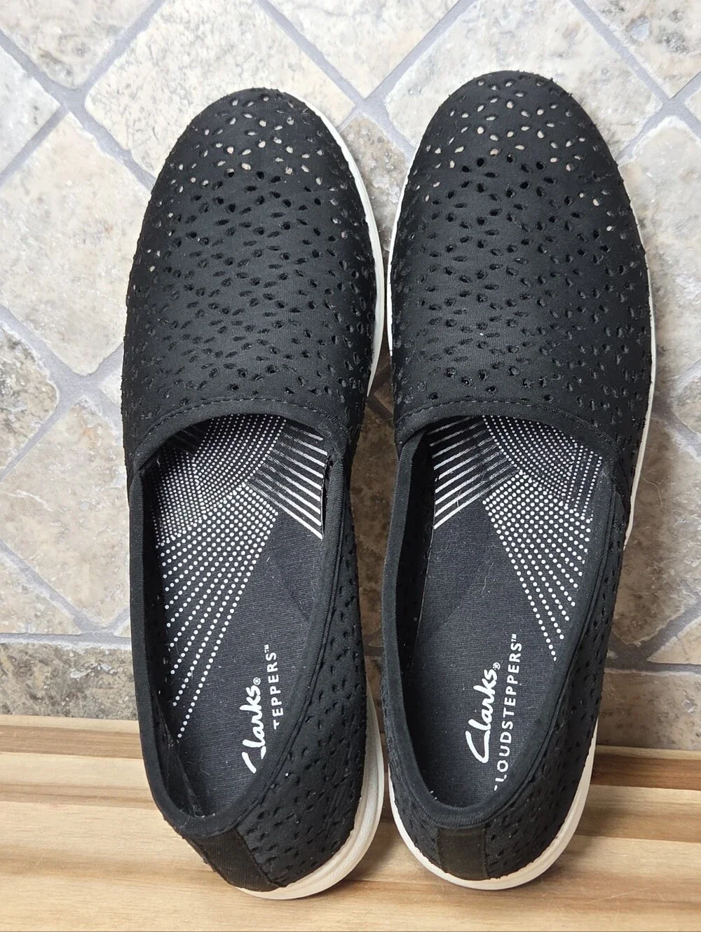 Clarks Breeze Emily Black Perforated Slip-On Women's Sneakers - Casual Comfort